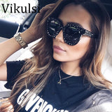 2018 Luxury Italian Brand Sunglasses Women Crystal Square Sunglasses Mirror Retro Full Star Sun Glasses Female Black Grey Shades - Be@utyF@shion