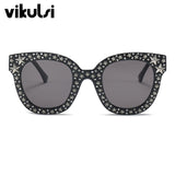 2018 Luxury Italian Brand Sunglasses Women Crystal Square Sunglasses Mirror Retro Full Star Sun Glasses Female Black Grey Shades - Be@utyF@shion