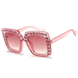 HapiGOO 2018 New Luxury Brand Designer Ladies Oversized Square Sunglasses Women Diamond Frame Mirror Sun Glasses For Female - Be@utyF@shion