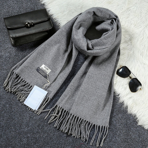 New Luxury Scarf Winter Women Scarf Men Wool Cashmere Solid Scarf High Quality Pashmina Tassels Wraps Scarves 180*70cm WJ8049 - Be@utyF@shion