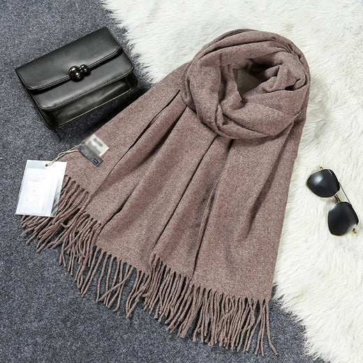 New Luxury Scarf Winter Women Scarf Men Wool Cashmere Solid Scarf High Quality Pashmina Tassels Wraps Scarves 180*70cm WJ8049 - Be@utyF@shion