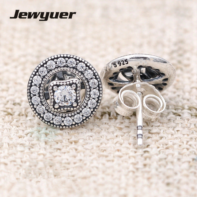 925 Sterling Silver Vintage Allure Stud Earrings for women Autumn collection earings brinco fine jewelry Jewyuer ER051 - Be@utyF@shion
