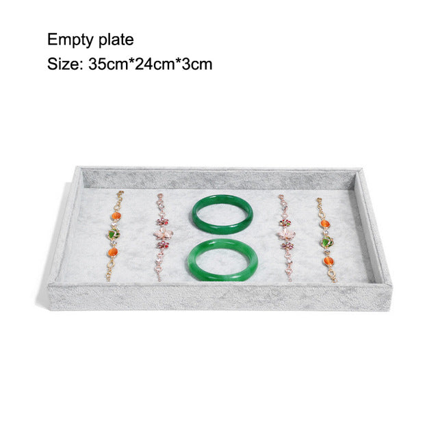 High Quality Velvet Jewelry Trays Jewelry Display Holder Bracelet Ring Earring Jade Pendan Box Case Jewelry Storage Organizer - Be@utyF@shion