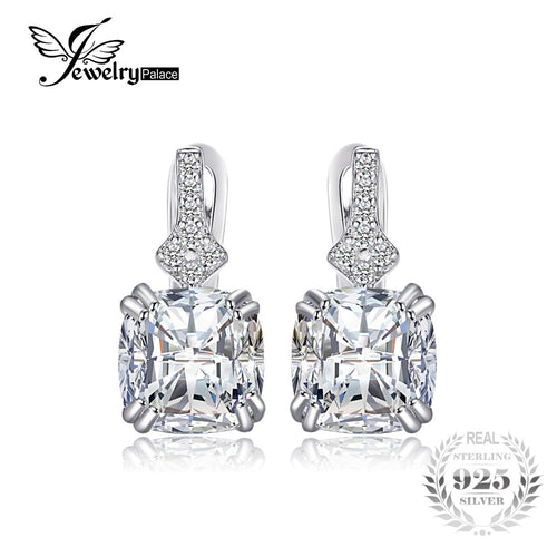 JewelryPalace Vintage 3.5ct Cushion-Cut Cubic Zirconia Clip On Earrings Fashion 925 Sterling Silver Wedding Jewelry For Girl - Be@utyF@shion