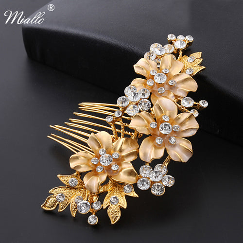 Miallo Wedding Bridal Hair Combs Vintage Crystal Hairpins Prom Jewelry Gold Silver Flower Pattern Hair Accessories Pins Women - Be@utyF@shion