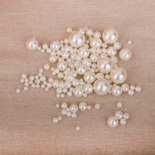 150Pcs Assorted Size Round Resin Faux Pearl Bead Sewing Bag/Cloth Decoration - Be@utyF@shion