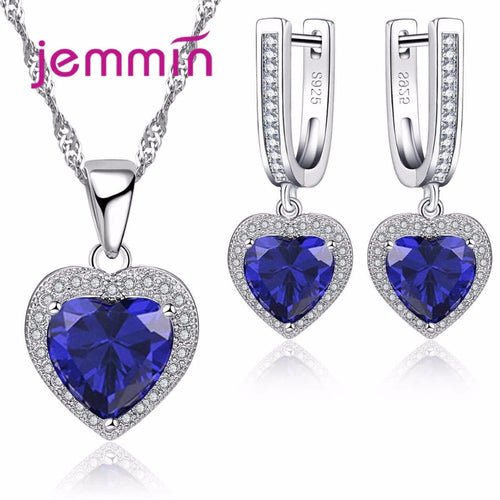 Jemmin Fashion Bridal Jewelry Sets Wedding Heart Necklace Earrings for Bride Party Costume Accessories Jewellery Sets - Be@utyF@shion