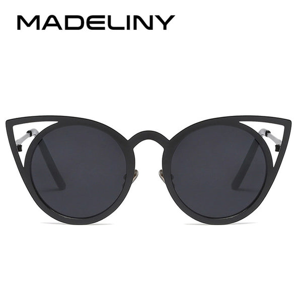 MADELINY High Quality Fashion Women Sunglasses Cat Eye Mirror Glasses Metal Frame Cat Eye Sun Glasses Women Brand Designer MA073 - Be@utyF@shion