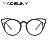 MADELINY High Quality Fashion Women Sunglasses Cat Eye Mirror Glasses Metal Frame Cat Eye Sun Glasses Women Brand Designer MA073 - Be@utyF@shion