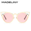 MADELINY High Quality Fashion Women Sunglasses Cat Eye Mirror Glasses Metal Frame Cat Eye Sun Glasses Women Brand Designer MA073 - Be@utyF@shion