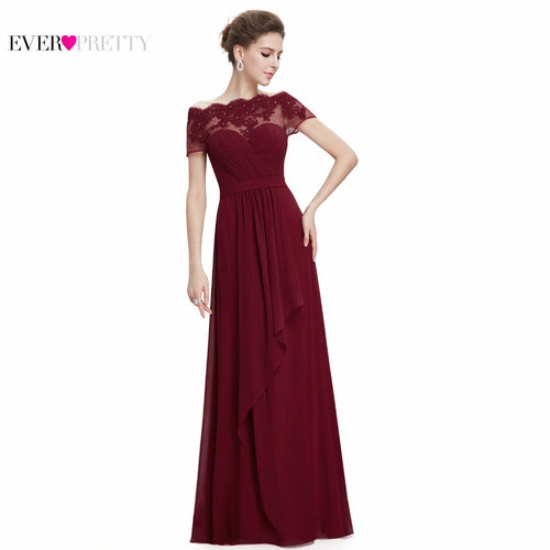 Burgundy Prom Dresses 2017 New Arrival EP08490 Women Boat Neck Royal Blue Lace Red Plus Size Long Chiffon Prom Dresses - Be@utyF@shion