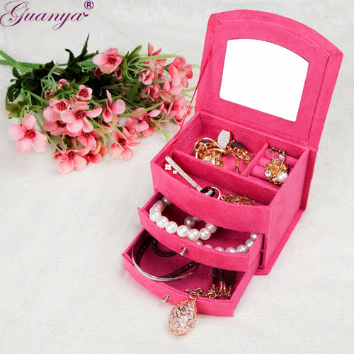 High quality -Fashion Imitation Rabbit Hair Jewelry Box For Cute Girls Jewelry Carrying Case Wholesale and retail 655 - Be@utyF@shion