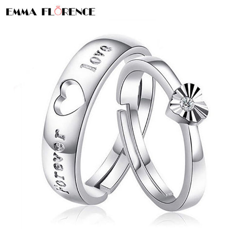 Quality Fashion Bridal Couple Rings 'Love in Heart Forever' Sterling Silver rings women men Lovers Wedding Engagement Rings - Be@utyF@shion