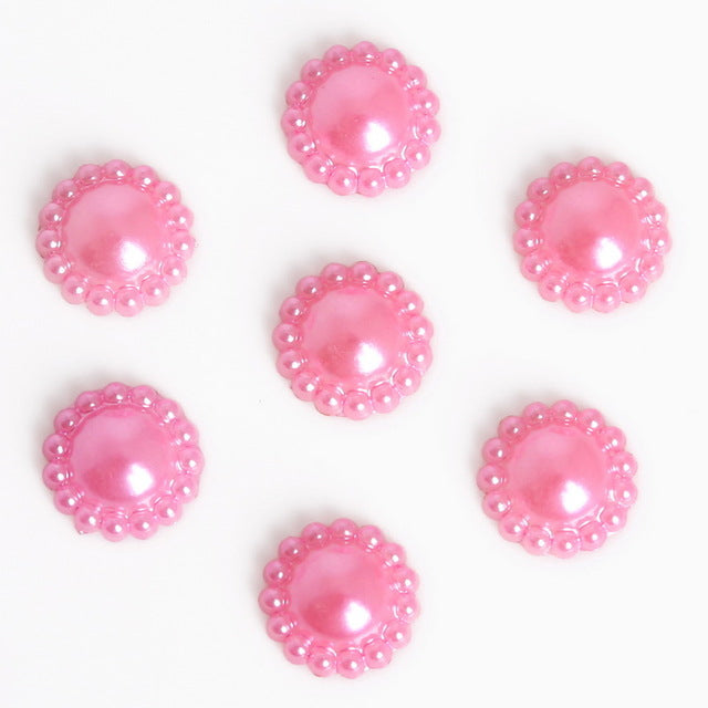 12mm Hot Sale 50Pcs Multi Colors Imitation Pearls Half Round Flatback Flower Beads For DIY Jewelry Craft Scrapbook Decoration - Be@utyF@shion