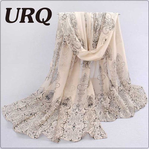 1PC Designer  l* scarves Porcelain printed soft chiffon velvet Silk scarves for Girl 60*150cm P7A16012 - Be@utyF@shion