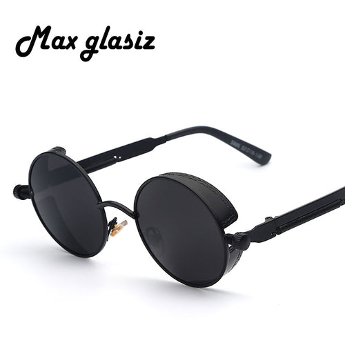Maxglasiz Brand new 2016 Mirror Lens Round Glasses Goggles Steampunk Sunglasses Vintage Retro For men and women Hisper Eyewear - Be@utyF@shion